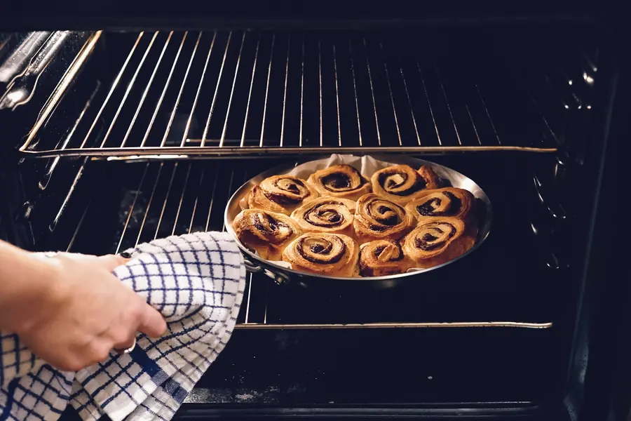 Flatbread baking in a bakery oven