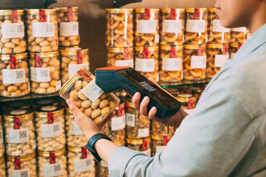 A product being scanned at a counter
