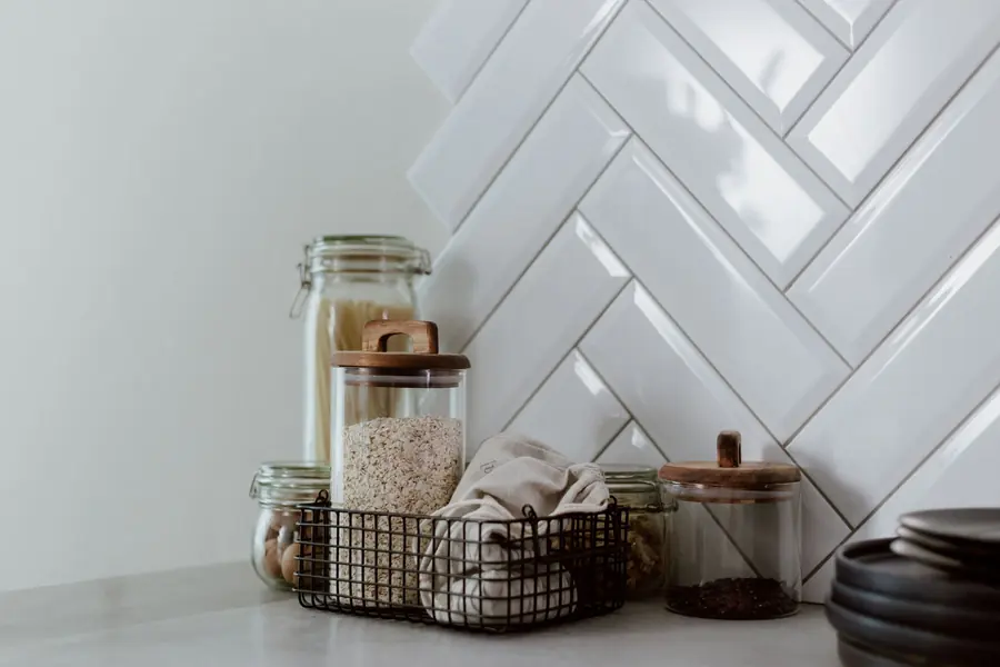 Food containers on a kitchen counter