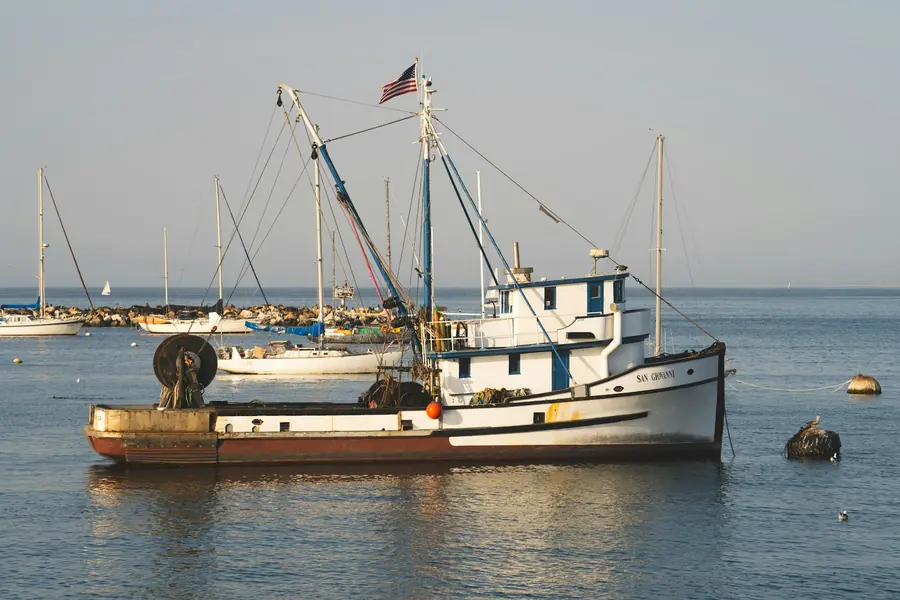 A fishing boat moored in a harbour