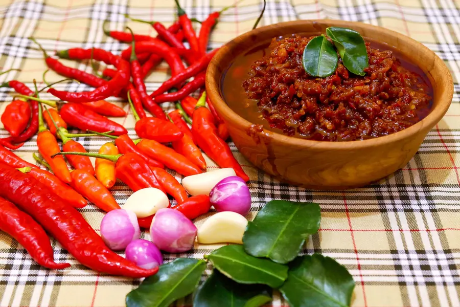 Red chilli paste in a small bowl