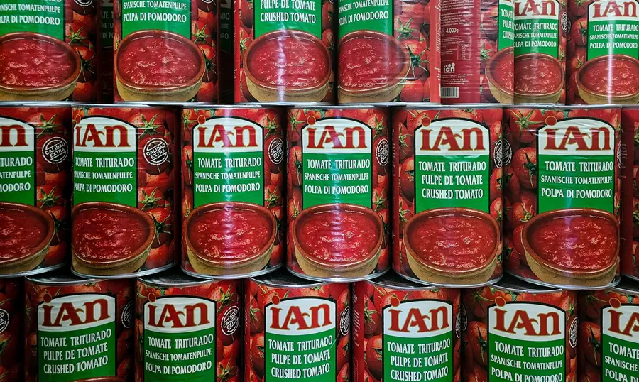 Imported packaged foods on a shelf