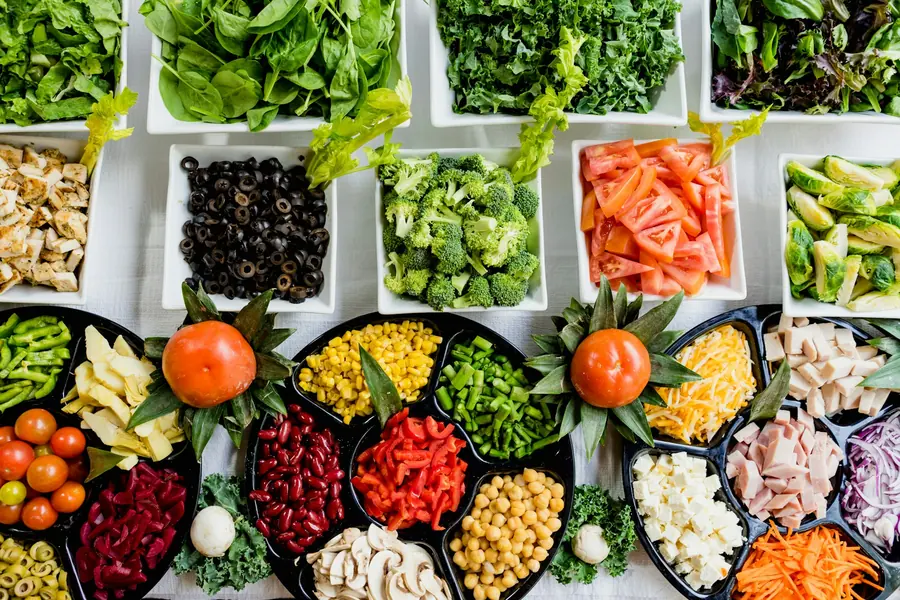 A large bowl of freshly chopped salad