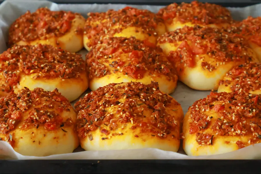 Flatbread baked with a za'atar herb topping