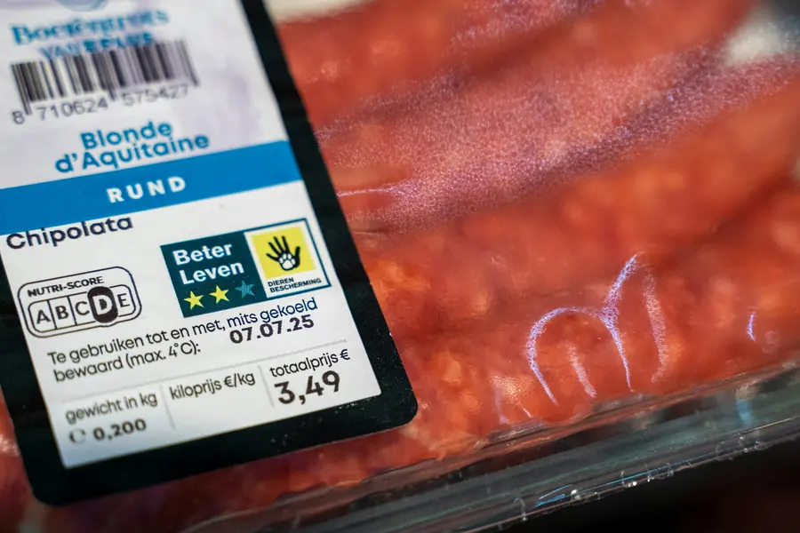 A label on meat packaging