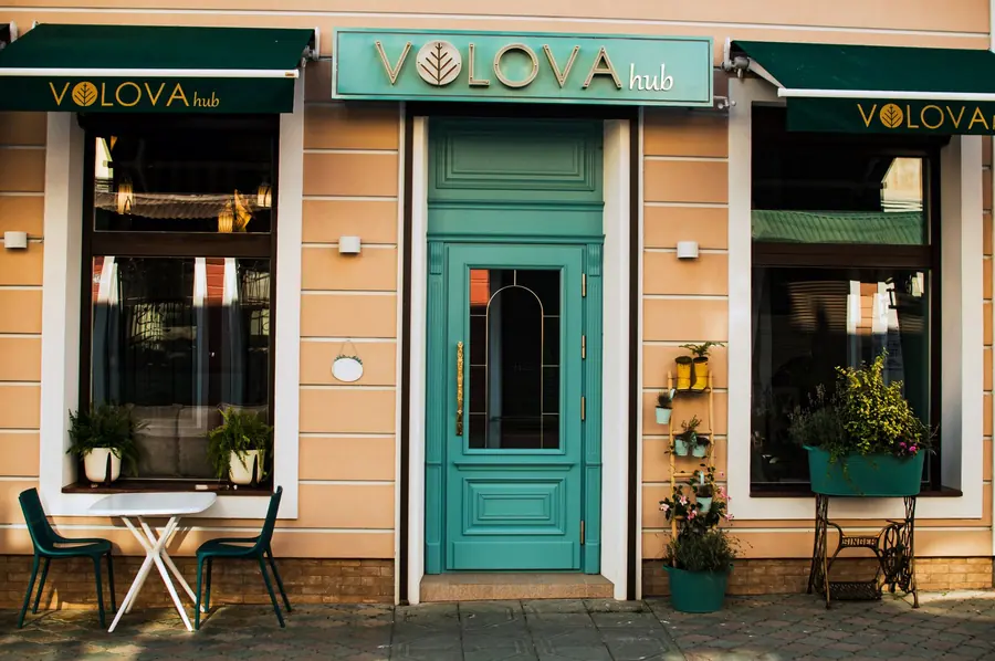 The entrance to a restaurant