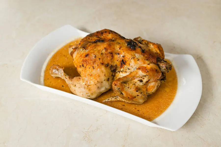 A golden roast chicken