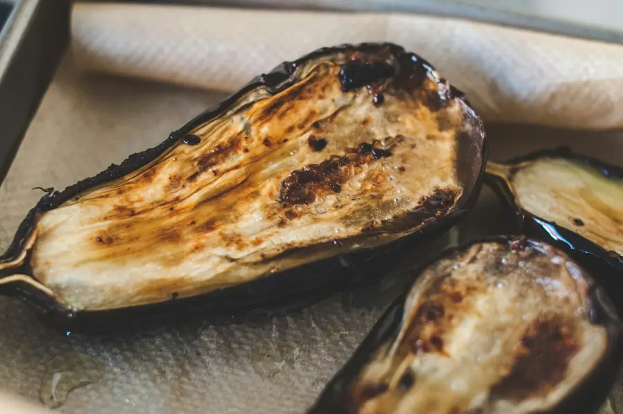 Charred roasted eggplant