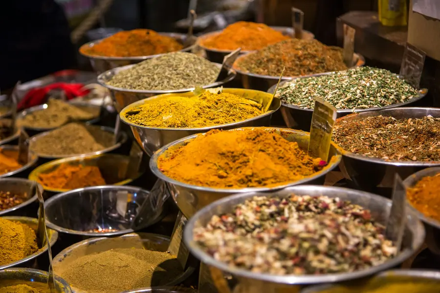 Ground spices in small bowls