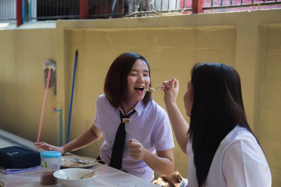 Students sharing a casual meal together