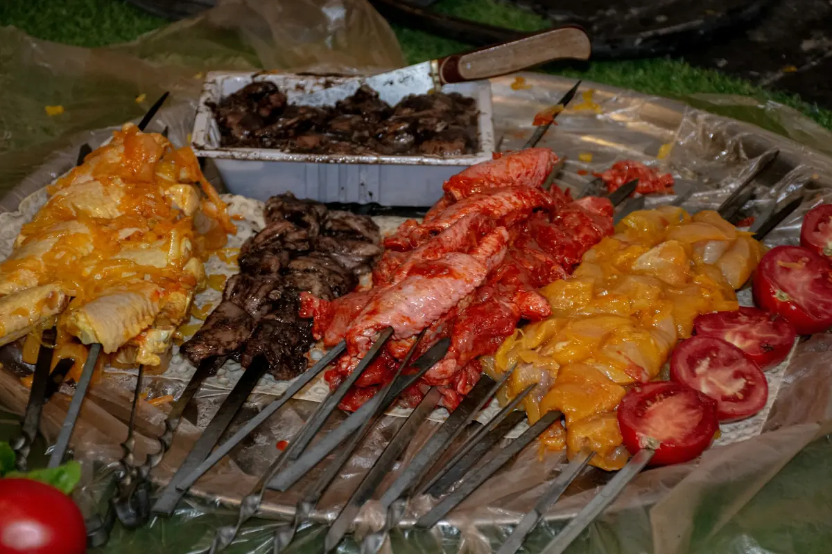 A platter of assorted grilled meats