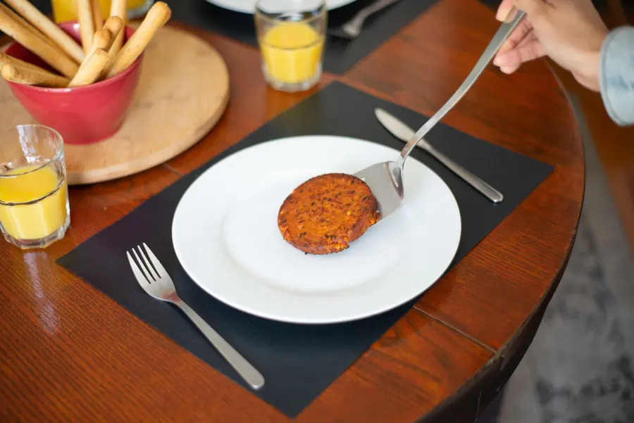 A vegetable burger patty on a plate
